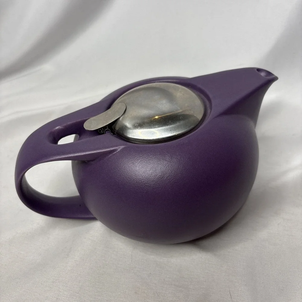 Zero Japan Ceramic Universal Teapot Purple Matte Finish Stainless Steel Lid Read